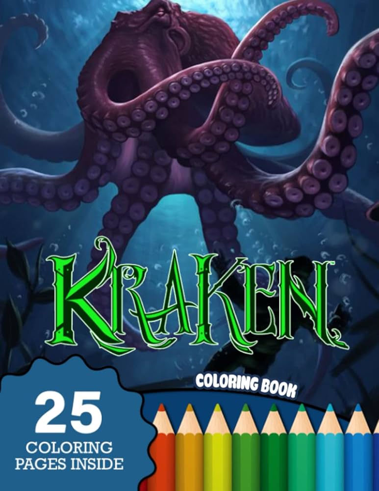 Kraken coloring pages inside adult colouring pages stress relieving with kraken monster illustration barnes eugene books