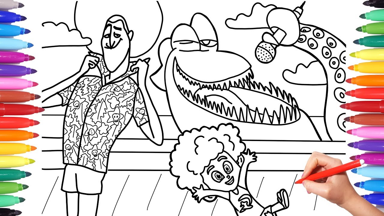 Hotel transylvania coloring pages for kids how to draw hotel transylvania kraken