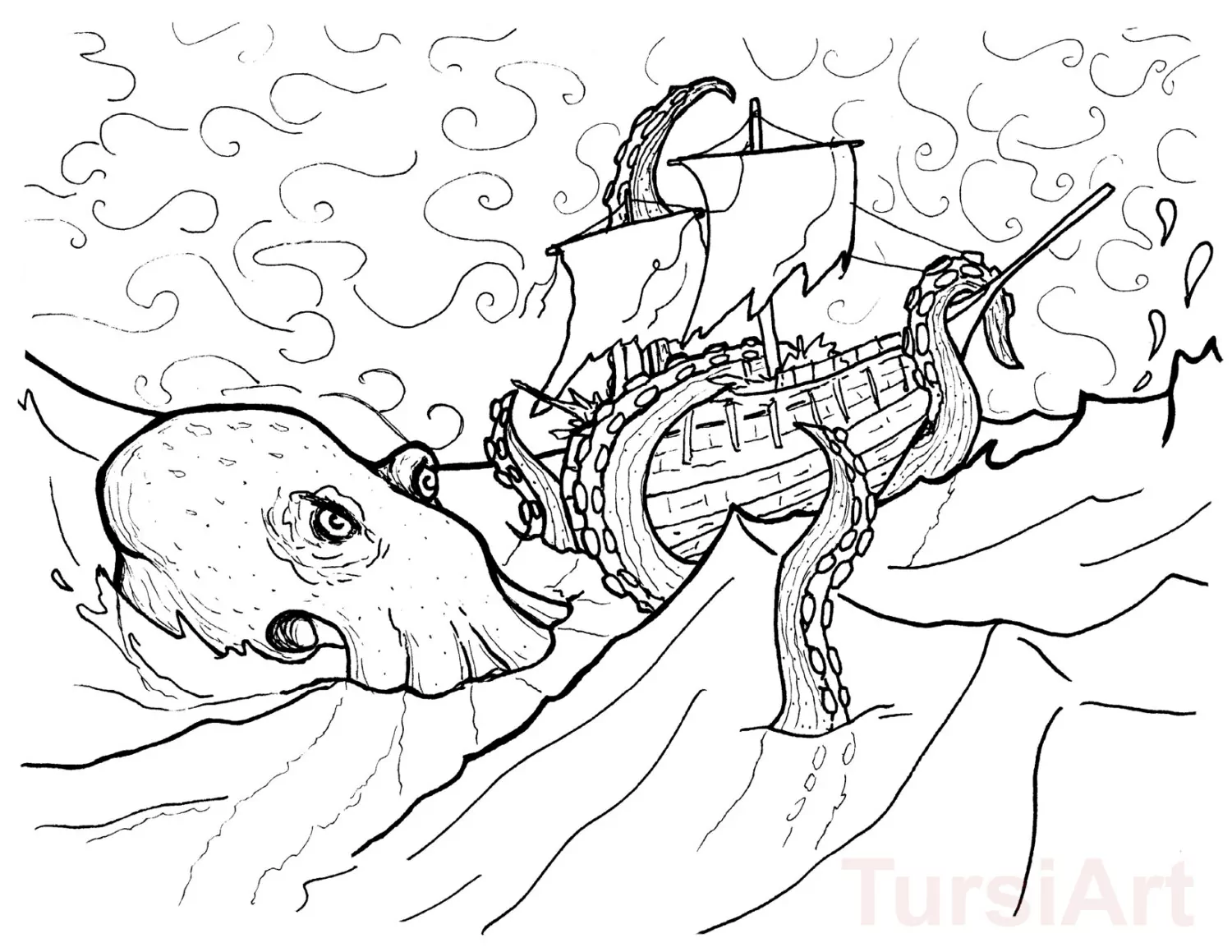 Kraken coloring pages