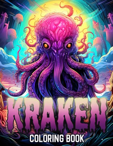 Kraken coloring book octopus monster coloring pages featuring dark marine life illustrations for all ages relaxation and stress relief by kaiden vincent