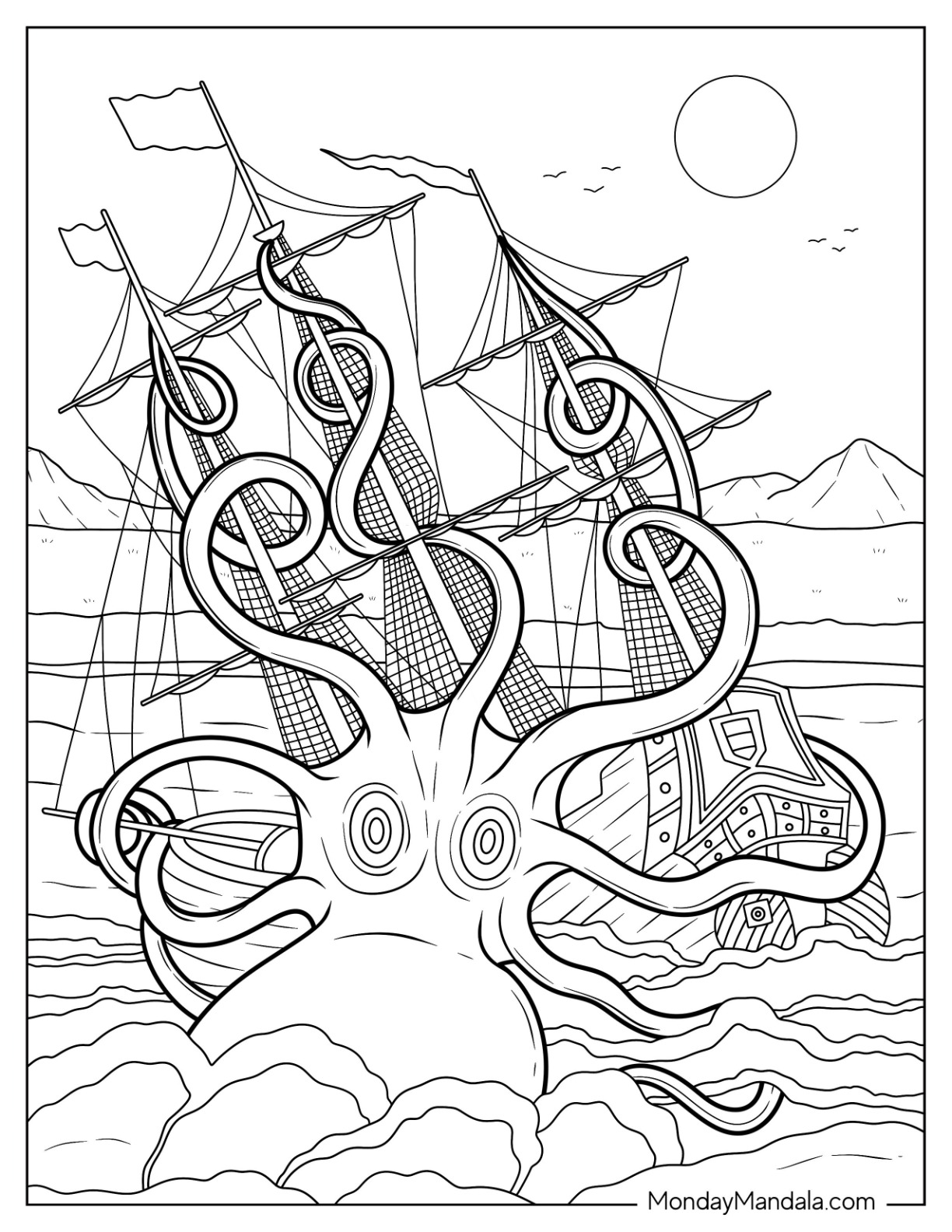 Octopus coloring pages free pdf printables