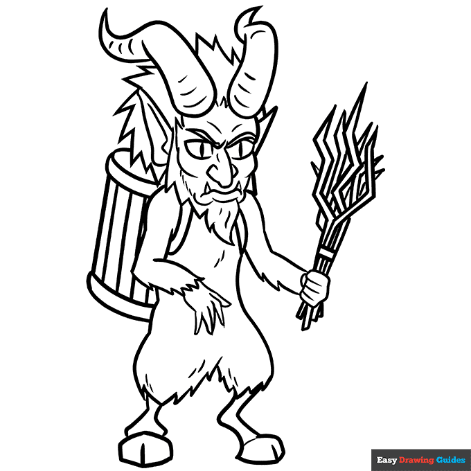 Krampus coloring page easy drawing guides