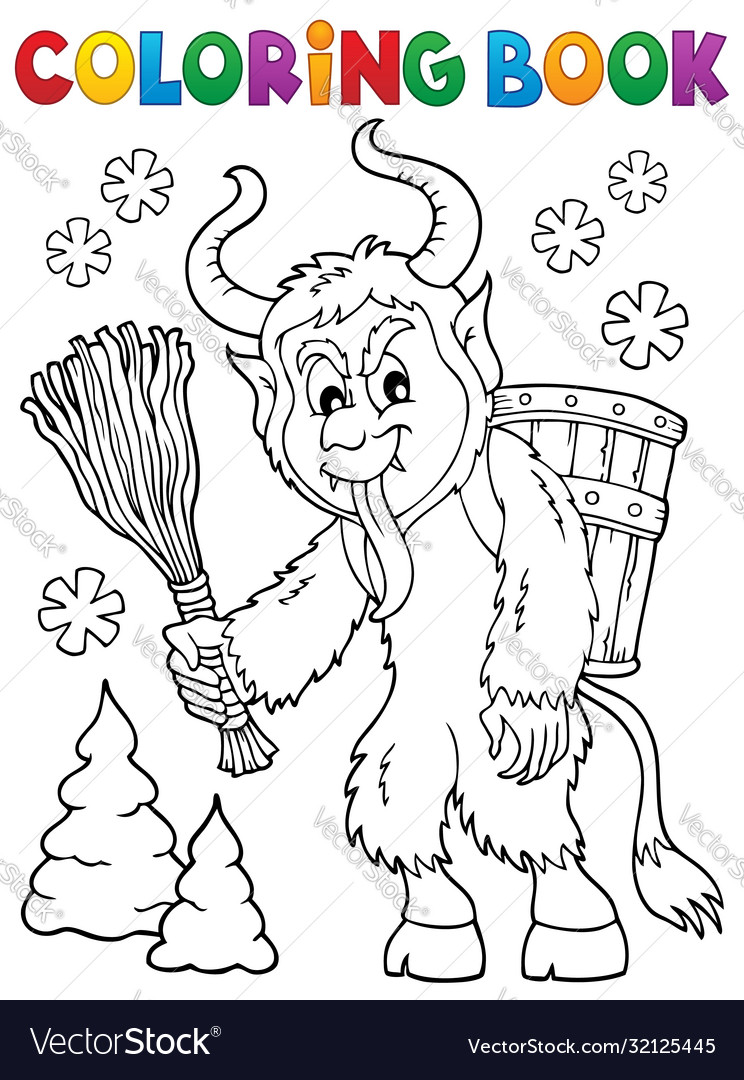 Coloring book krampus theme royalty free vector image
