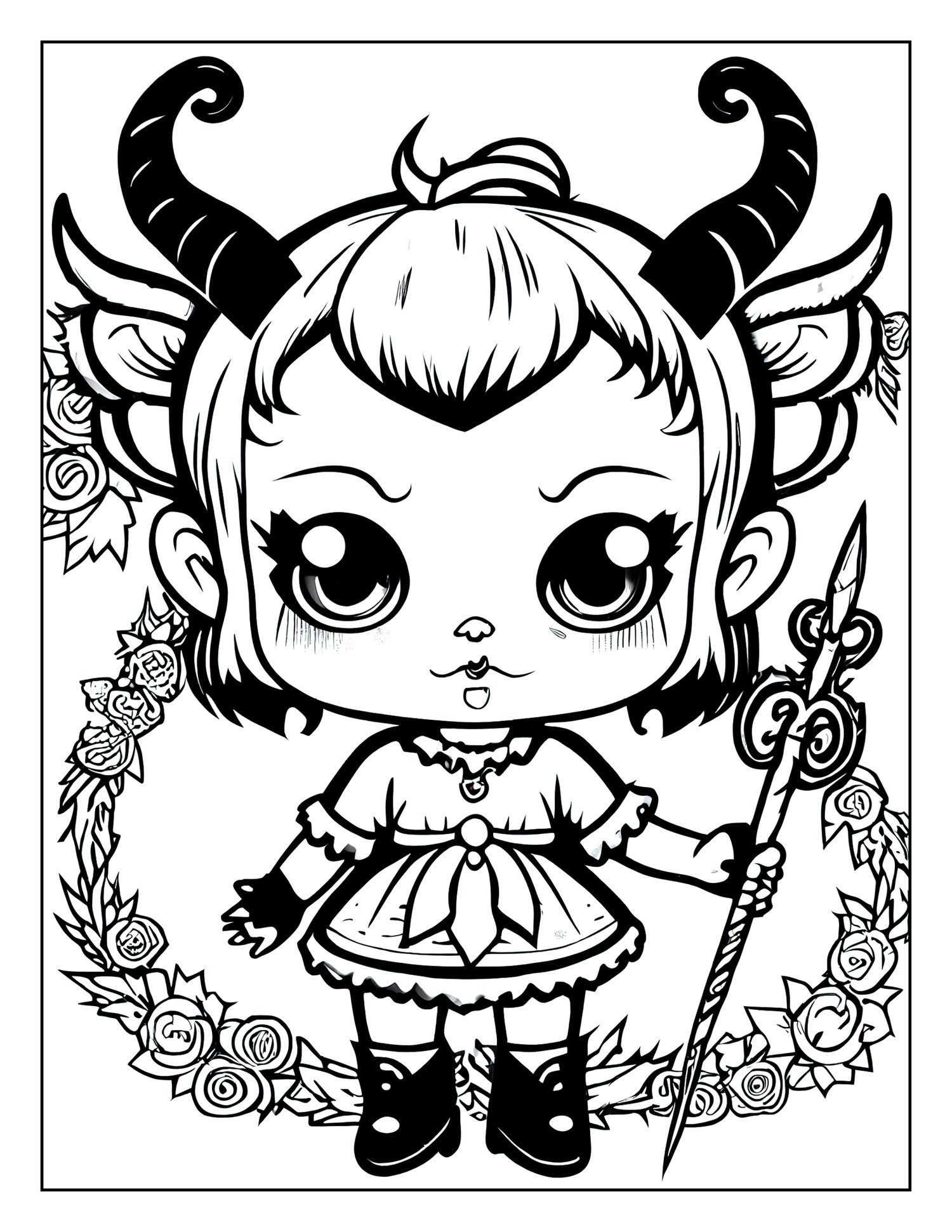 Kawaii baby krampus coloring book