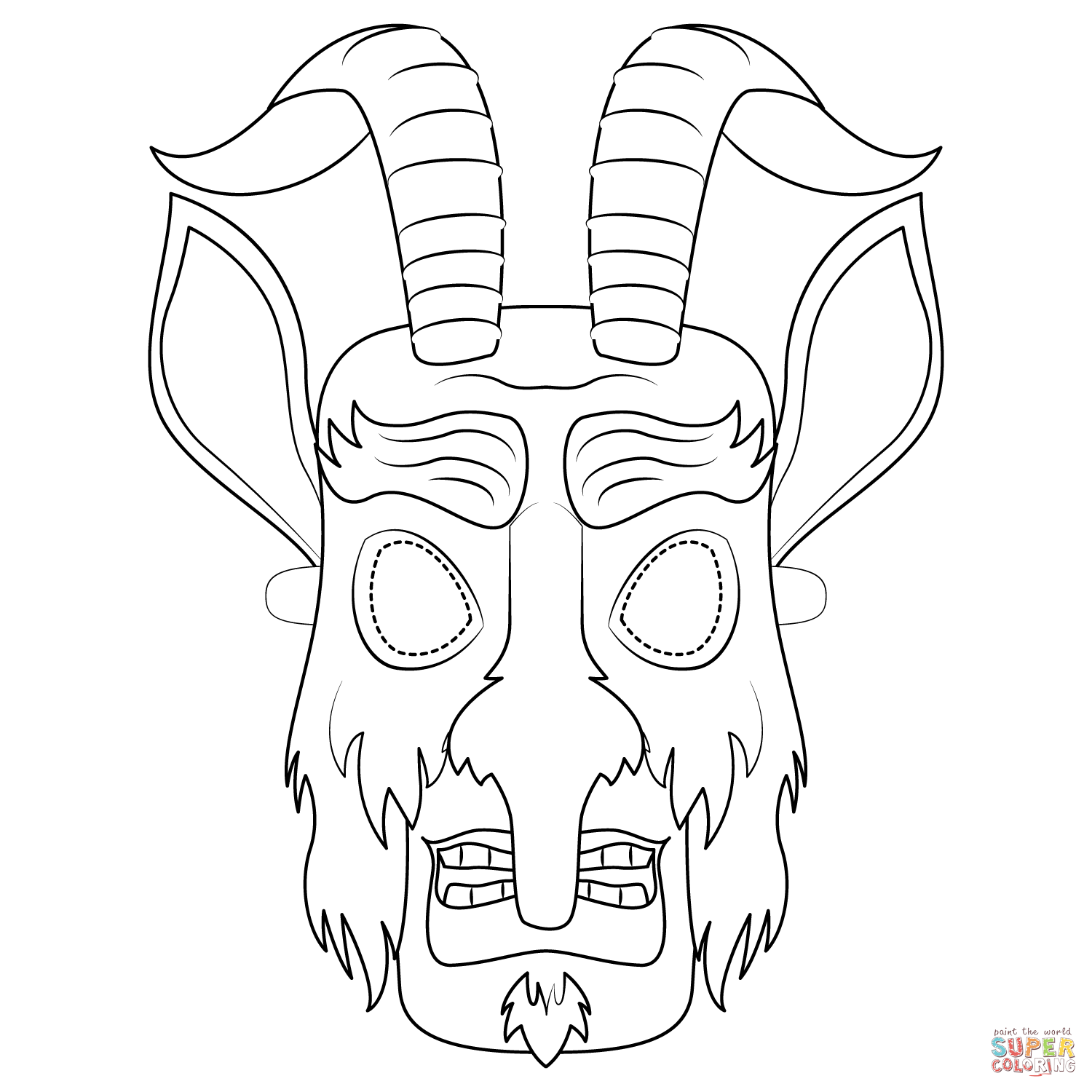 Krampus mask coloring page free printable coloring pages