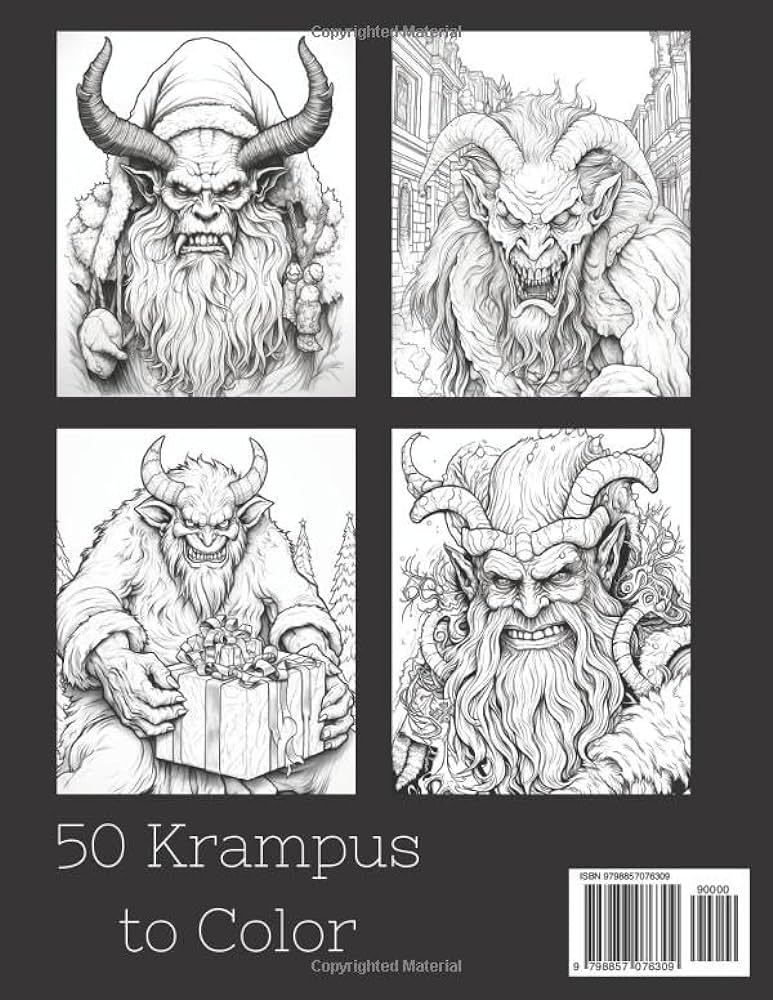 Krampus horror coloring book for adults a creepy collection of scary illustrations for adults and teens monster coloring books series crone infernal books