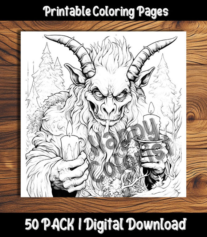 Krampus coloring pages the happy colorist