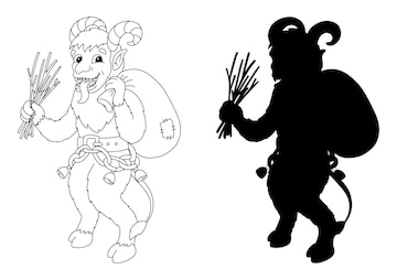 Premium vector christmas krampus coloring book page for kids cartoon style character