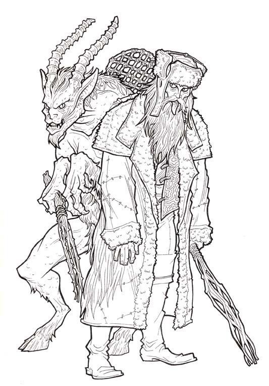 Belsnickle and krampus krampus creepy christmas christmas coloring sheets