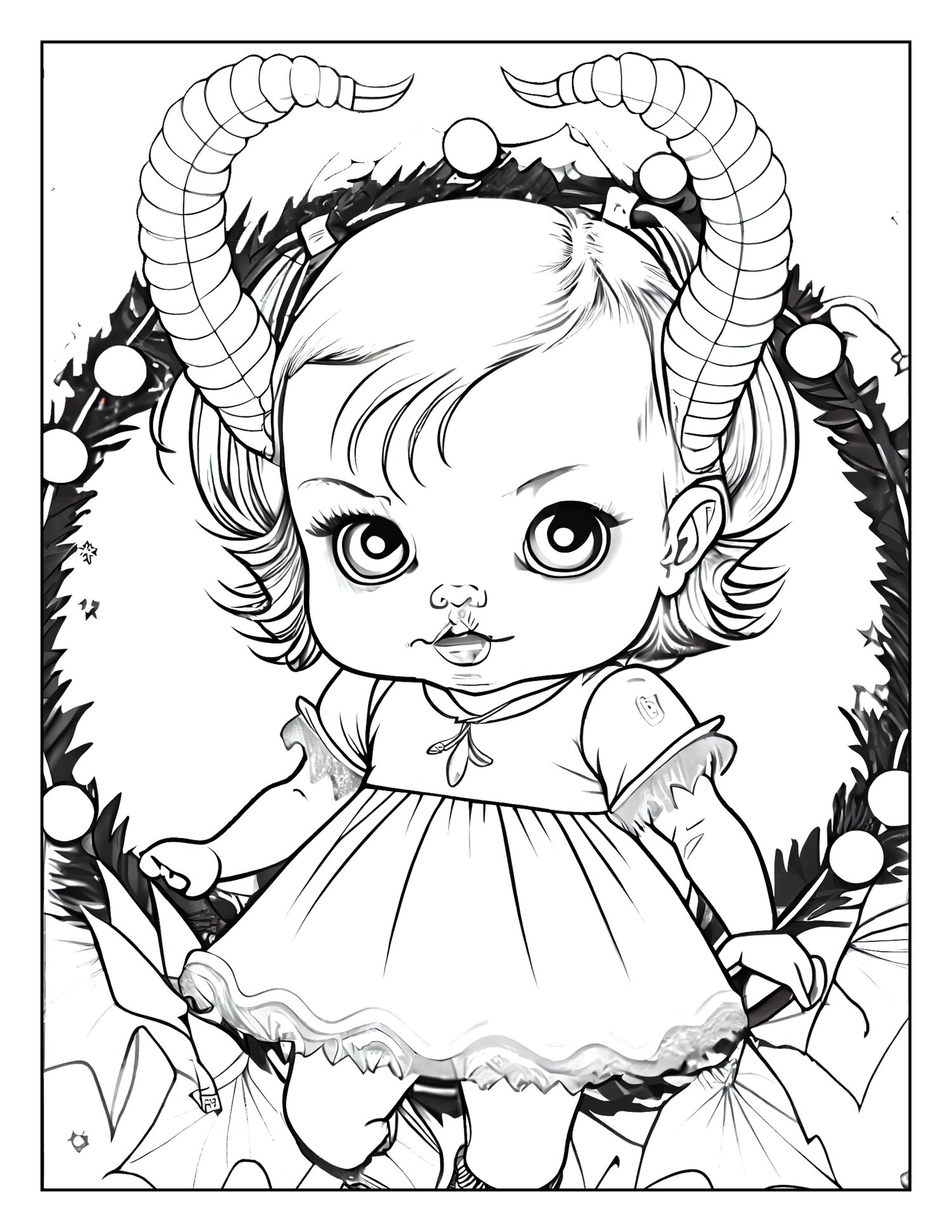 Kawaii baby krampus coloring book