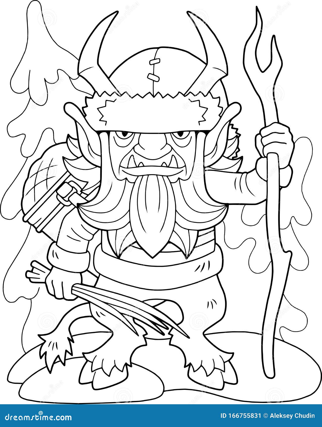 Christmas monster krampus coloring book funny illustration stock vector