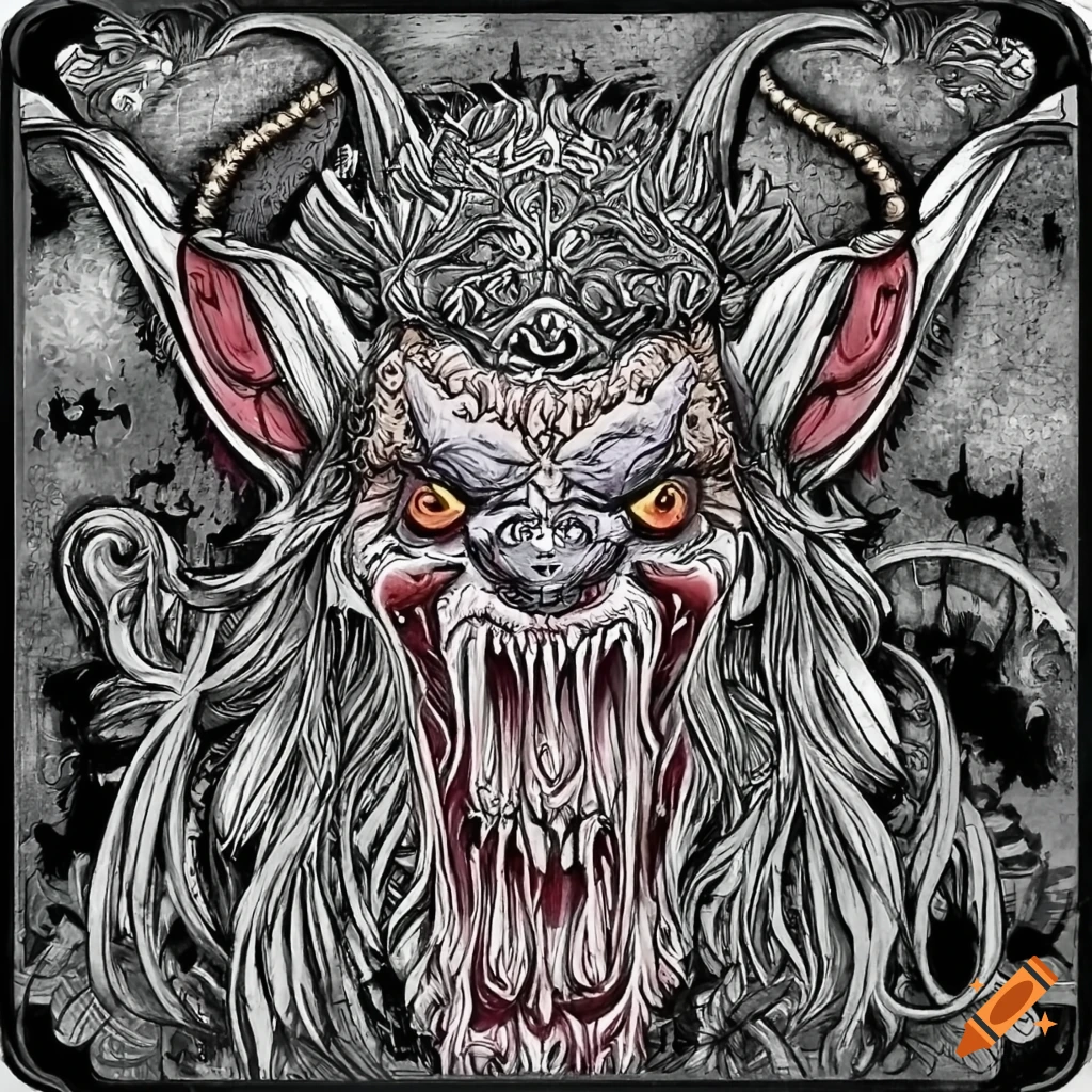 Krampus demon in coloring book style on