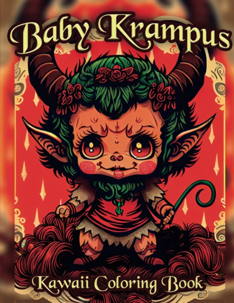 Baby krampus kawaii coloring book discover your inner artist with this delightful coloring book featuring charming illustrations of a cute and beautiful baby krampus in a kawaii style ivory gina