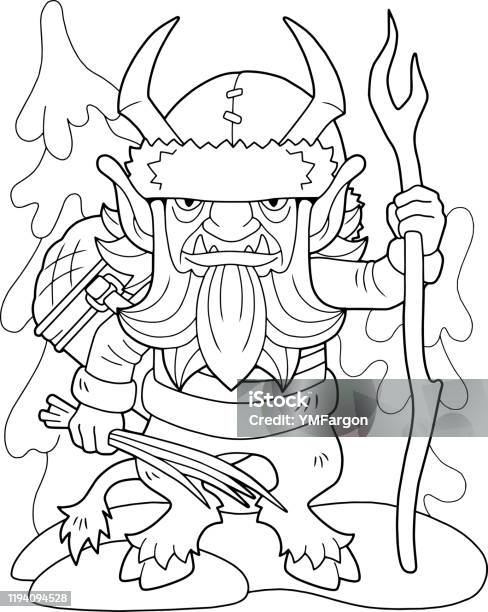 Christmas monster krampus coloring book funny illustration stock illustration