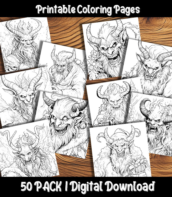 Krampus coloring pages the happy colorist
