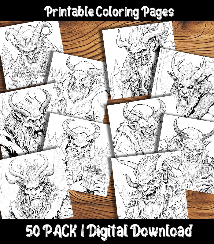 Krampus coloring pages the happy colorist