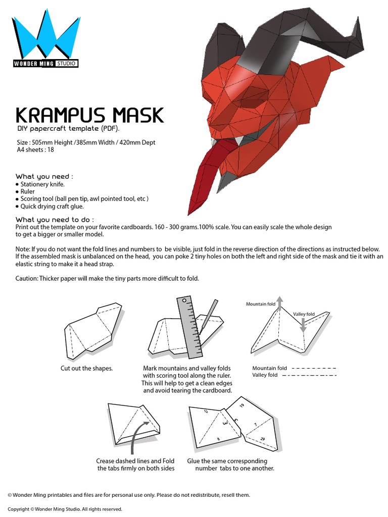 Krampus mask diy papercraft template pdf pdf consumer goods office equipment