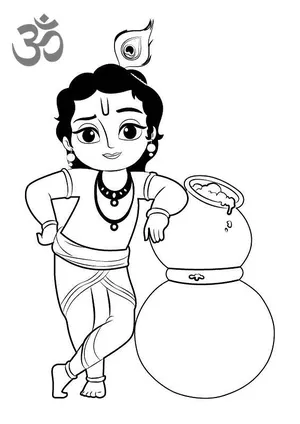 Baby krishna coloring pages