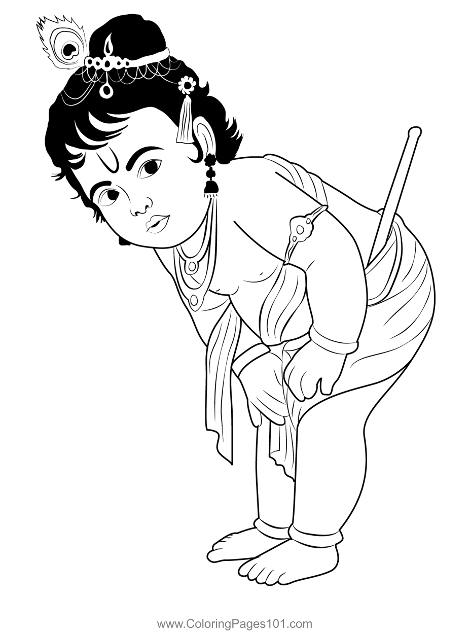 Krishna coloring page for kids