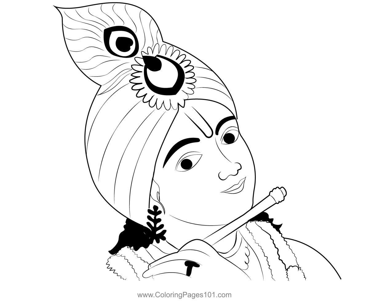 Beautiful krishna coloring page for kids