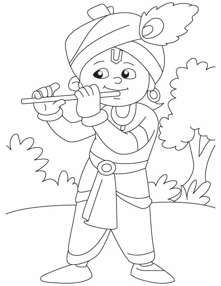 Krishna with his magical flute coloring pages download free krishna with his magical flute coloringâ art drawings for kids krishna drawing disney art drawings