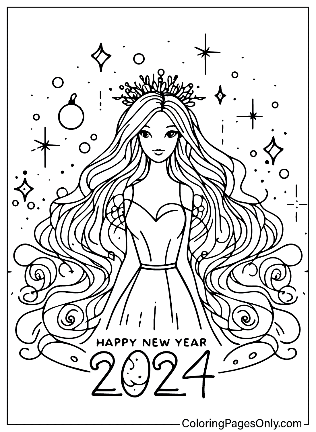 Happy new year coloring pages