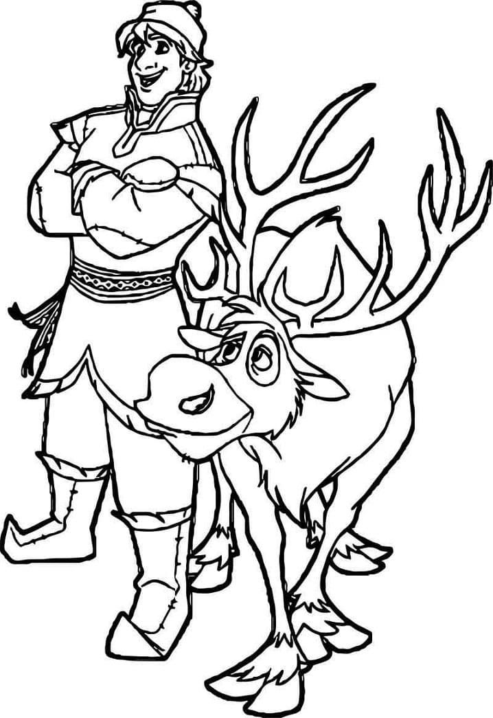 Sven with kristoff coloring page