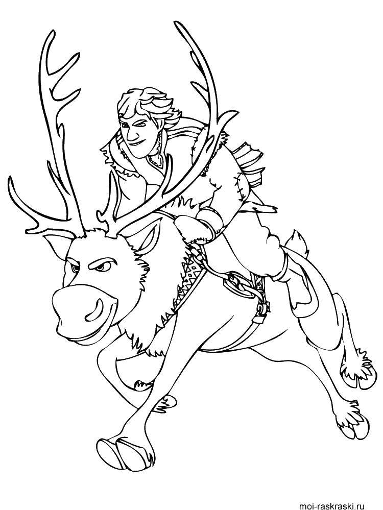 Online coloring pages coloring page kristoff on sven coloring cold heart download print coloring page