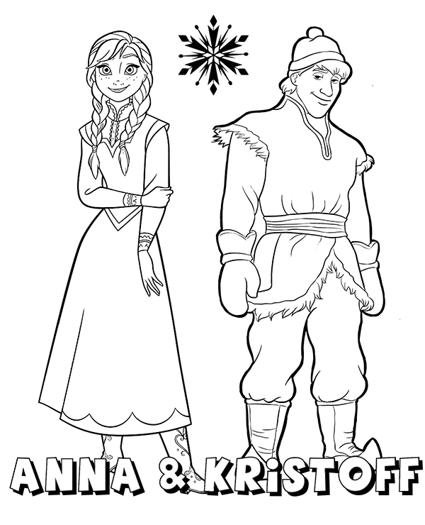 Anna and kristoff free printable coloring page