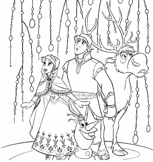 Coloring page frozen elsa kristoff olaf and sven