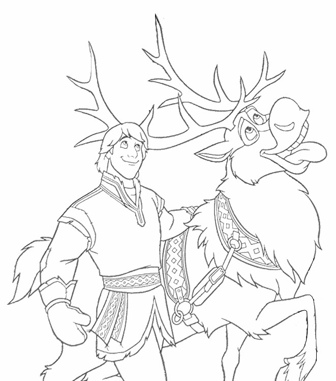 Coloring page frozen kristoff and sven