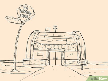 How to draw the krusty krab with pictures