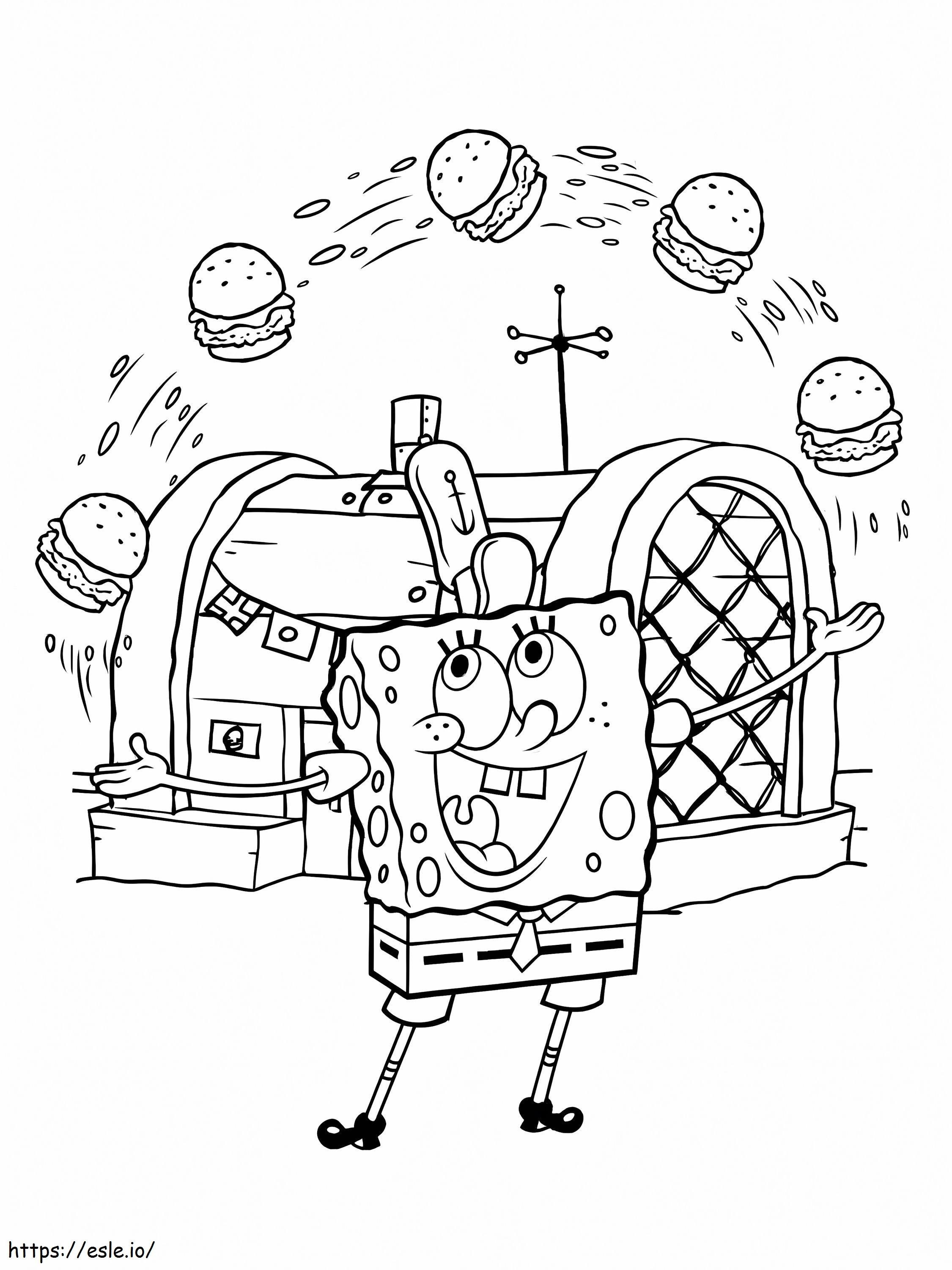 Spongebob and burgers coloring page