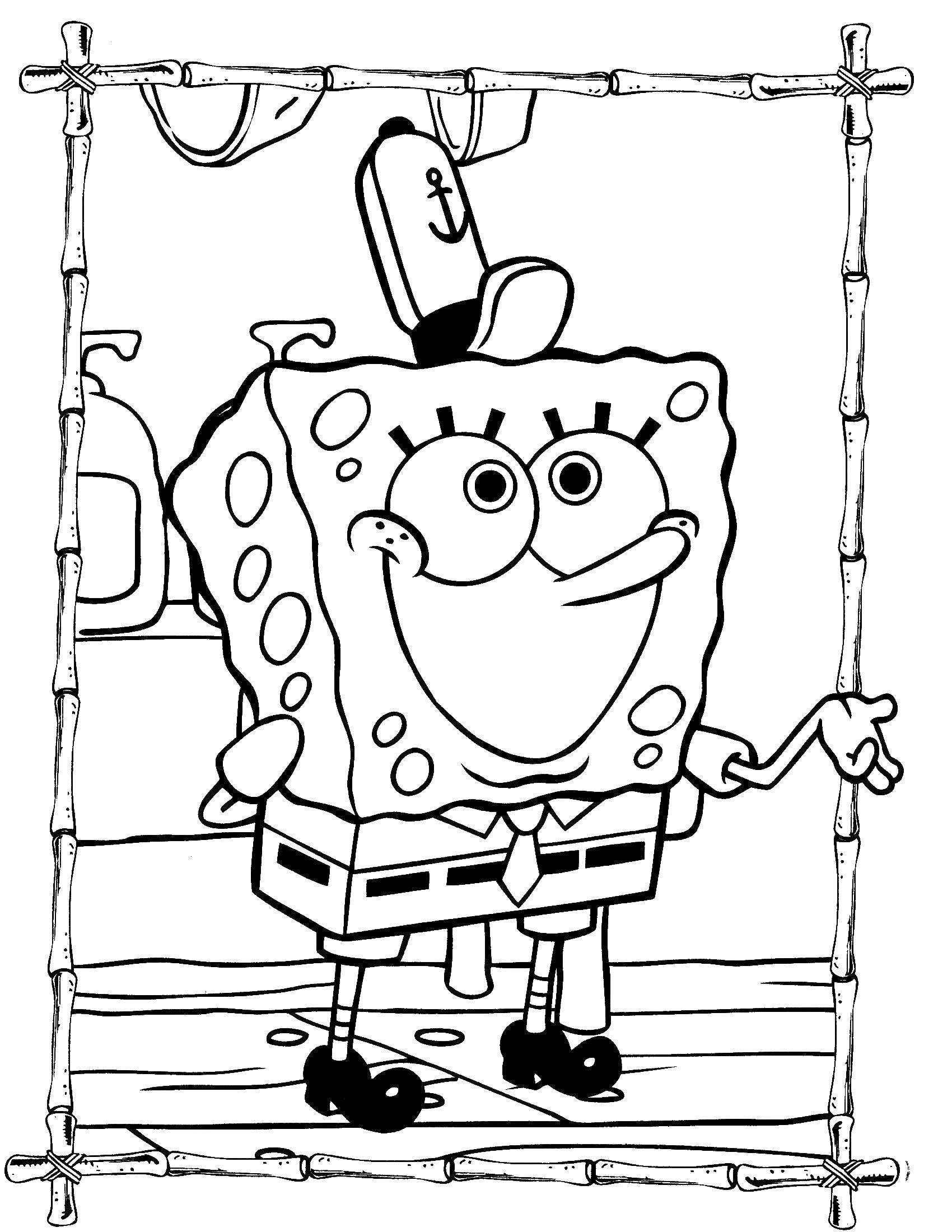 Online coloring pages coloring spongebob at the ksty krabs coloring