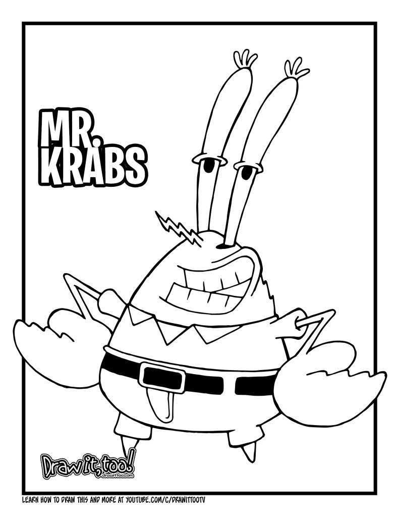 How to draw mr krabs spongebob squarepants drawing tutorial