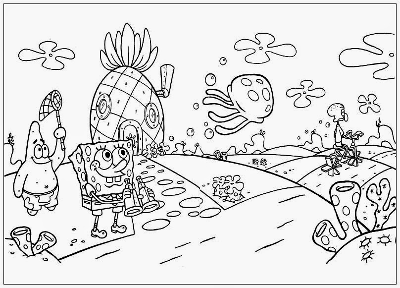 Kids under spongebob squarepants coloring pages