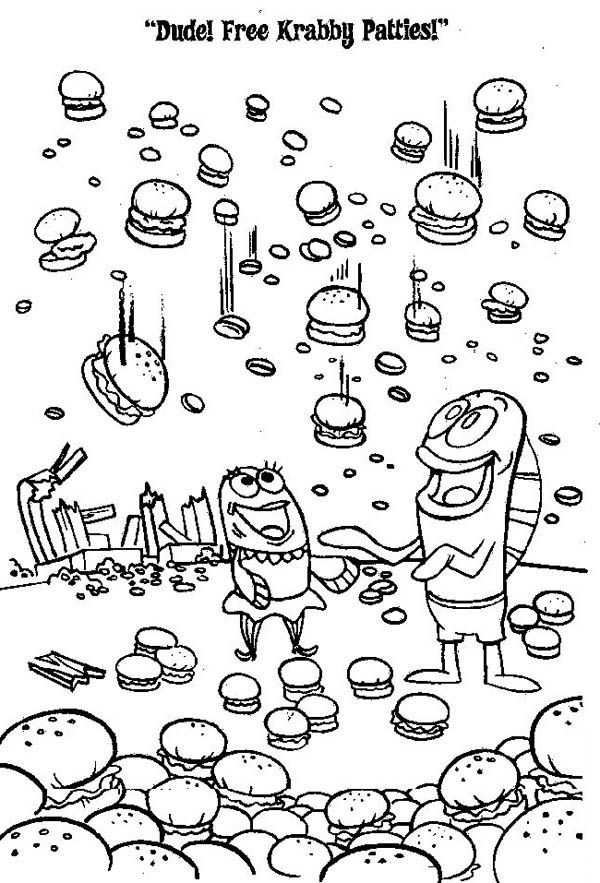 Crabby patty rain from krusty krab coloring page color luna spongebob coloring coloring pages disney coloring pages