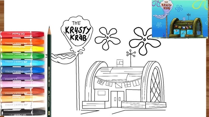 How to draw a krusty krab restaurant cara enggabar krusty krab udah