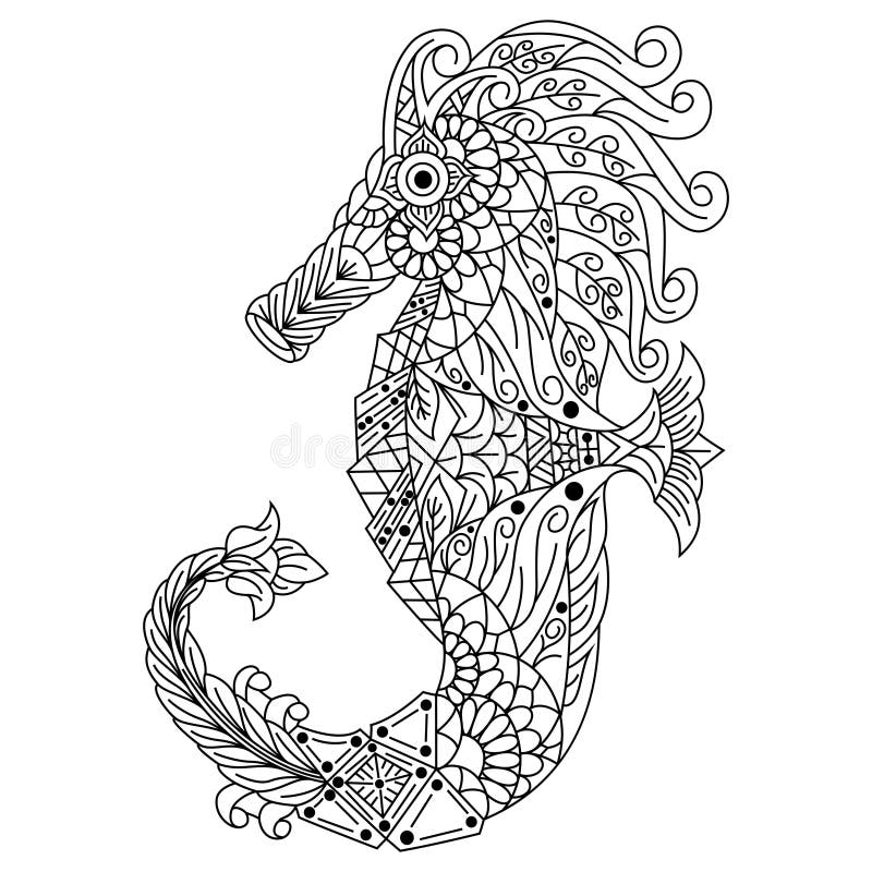 Zentangle seahorse stock illustrations â zentangle seahorse stock illustrations vectors clipart