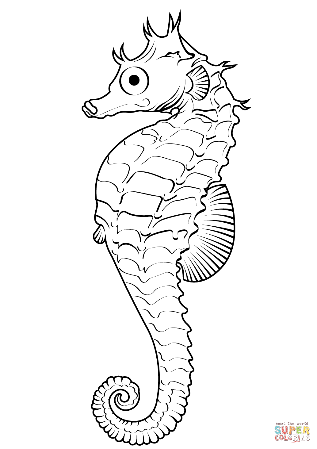 Lined seahorse hippocampus erectus coloring page free printable coloring pages