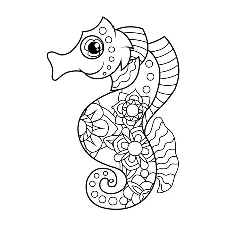 Coloring page seahorse stock photos and images