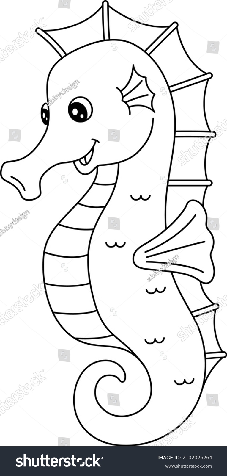 Vektor stok seahorse coloring page isolated kids tanpa royalti