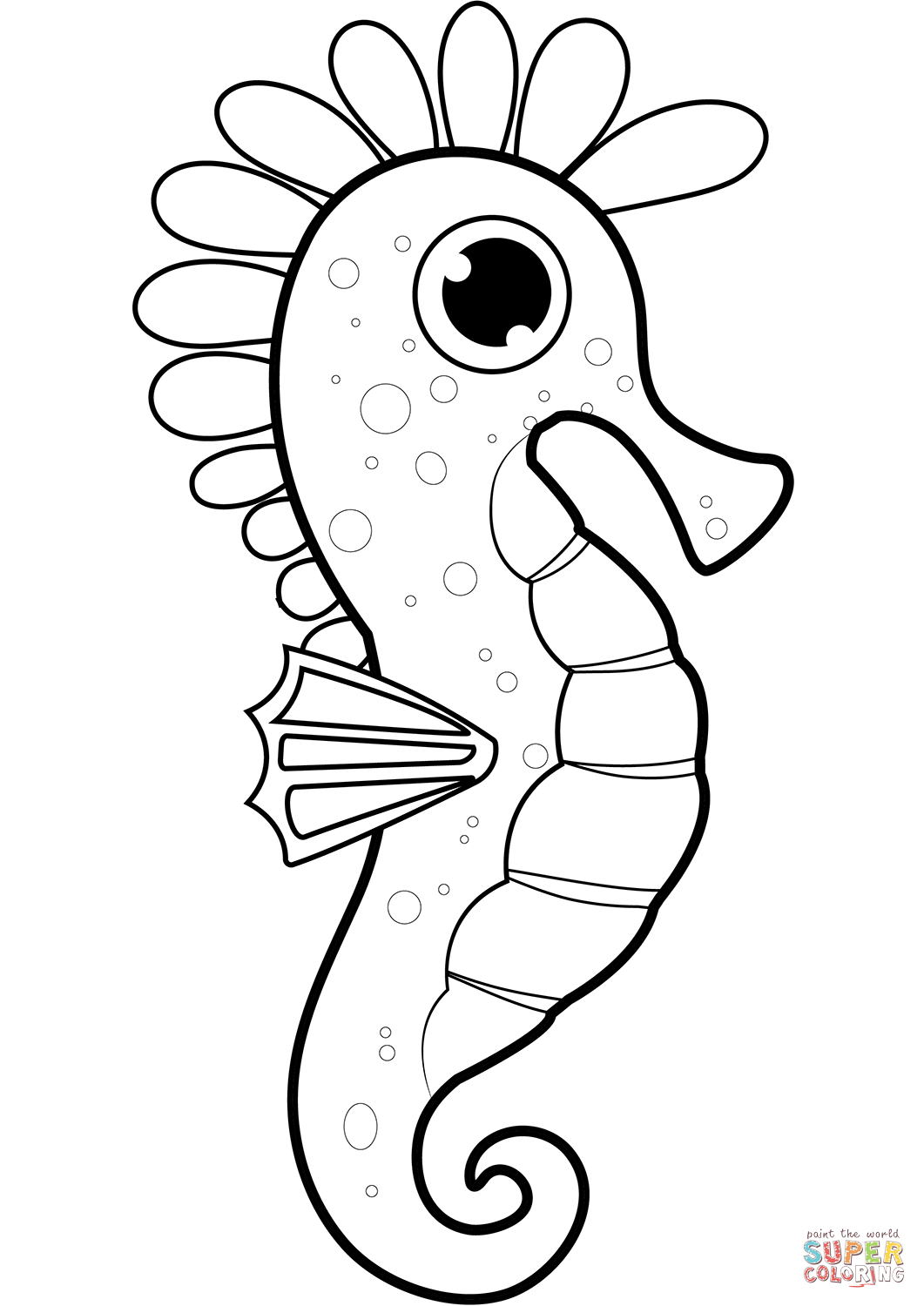 Cute seahorse coloring page free printable coloring pages