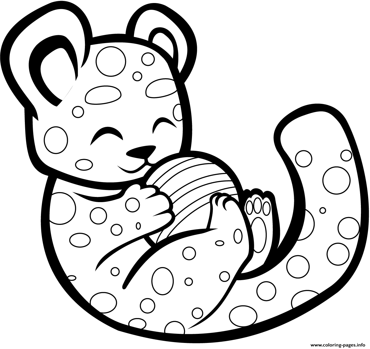Cute cheetah playing with a ball coloring page printable