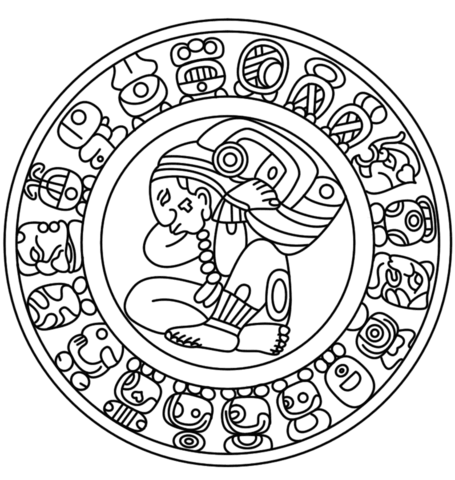 Mayan calendar coloring page from mayan art category select from printable crafts of cartoons natuâ calendario maya dibujo maya dibujos sãmbolos aztecas