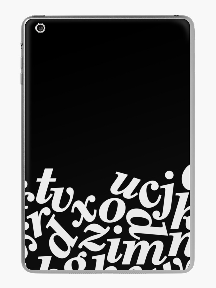 Falling letters in white on black background ipad case skin for sale by linkbekka