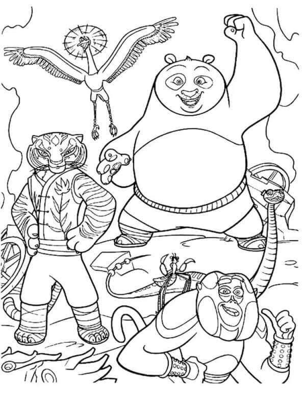 A friendly team led by po coloring page