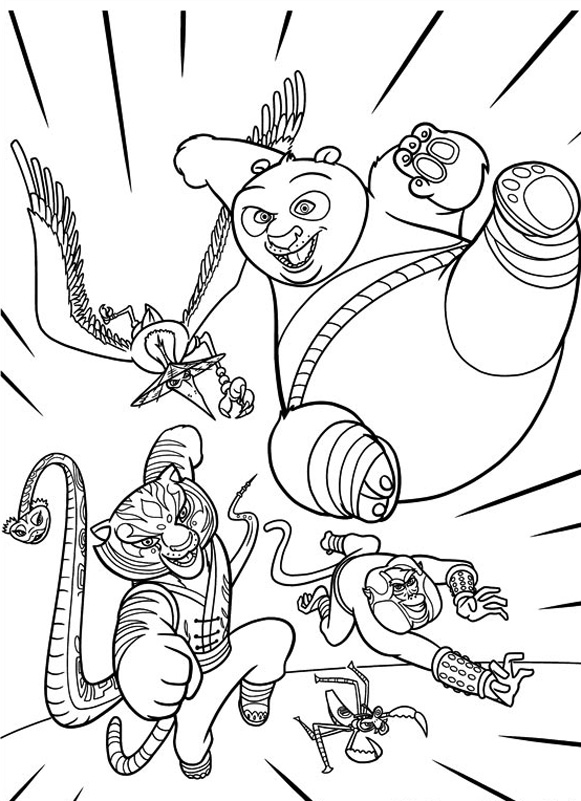 Free kung fu panda drawing to download and color