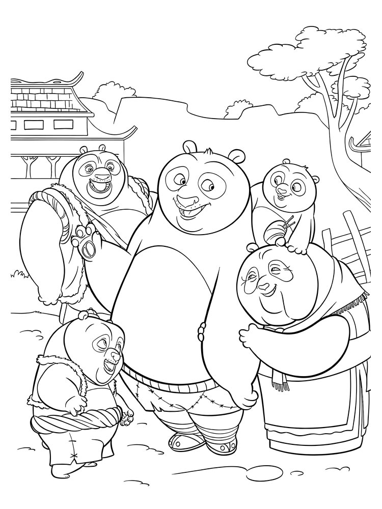 Kung fu panda family coloring page