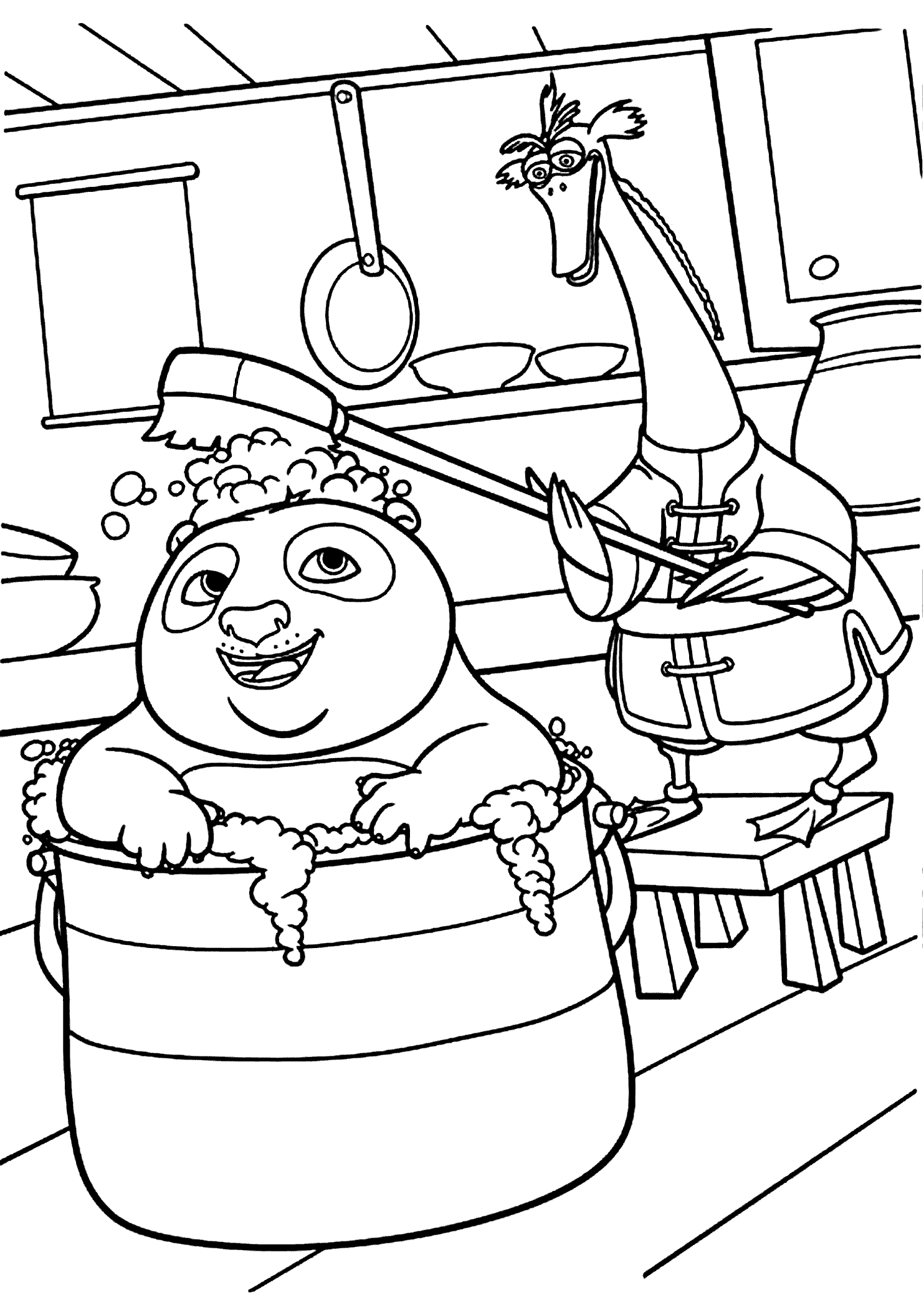 Kung fu panda bathing coloring pages for kids printable free panda coloring pages kung fu panda cool coloring pages